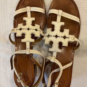 Tory Burch 2” Heeled Sandal Cream Size 10M